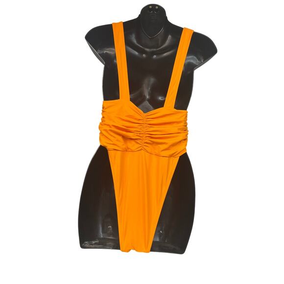 Aerie Solid Color Orange V Neck Sexy one piece swimsuit Medium - Picture 2 of 6